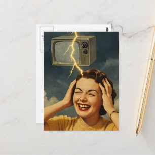 Cartão Postal Uma mulher com um pensamento surreal eletrizante