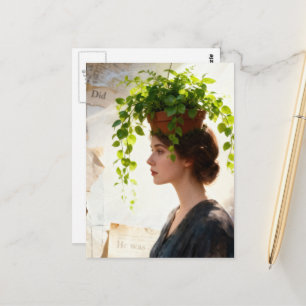 Cartão Postal Uma Mulher com Vaso de Planta na Cabeça