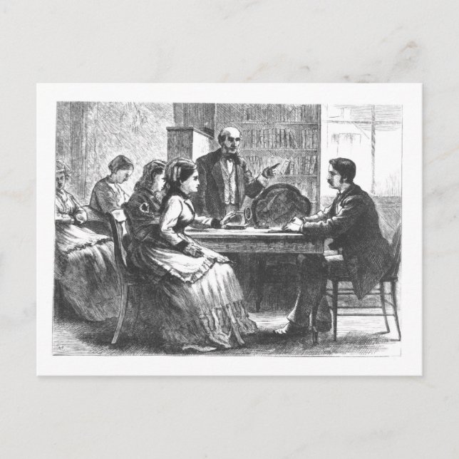 Cartão Postal Uma mulher negocia com um gerente de fábrica, assi (Frente)