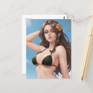 Cartão Postal Uma mulher num Bikini Negro