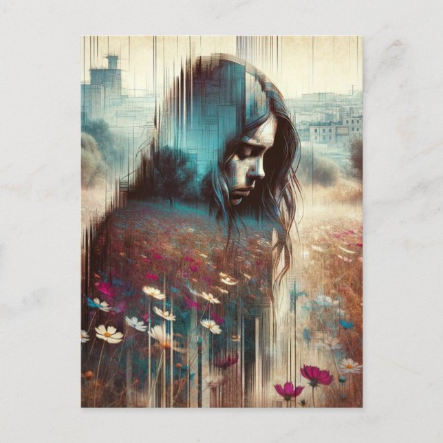 Cartão Postal Uma mulher triste (Frente)