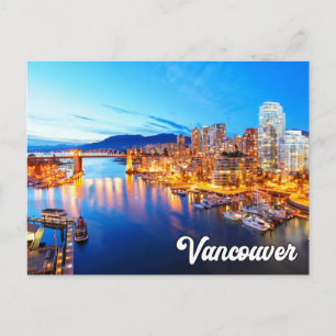 Cartão Postal Uma Noite Cedo Sobre Vancouver, Colúmbia Britânica