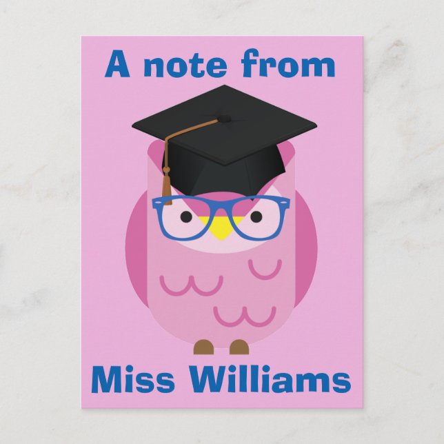 Cartão Postal Uma nota do Cartão-postal do Professor Purple Owl (Frente)