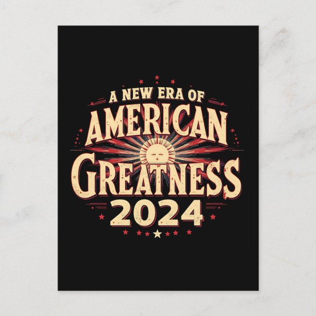 Cartão Postal Uma nova era da grandeza americana 2024 Trump Won (Frente)