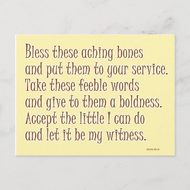 Cartão Postal Uma oração humorística (Frente)