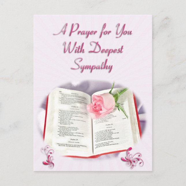 Cartão Postal Uma oração vindo com profunda simpatia (Frente)