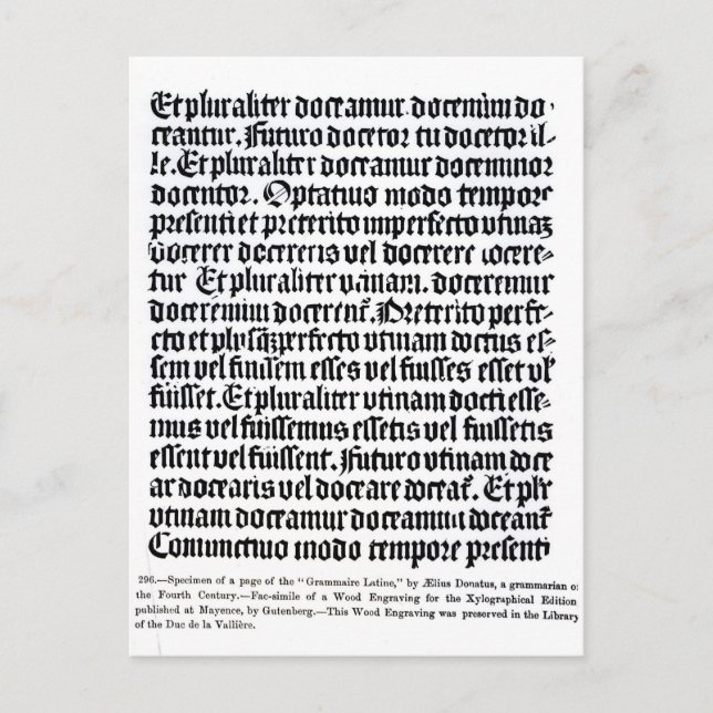 Cartão Postal Uma página da 'Grammire Latine' (Frente)