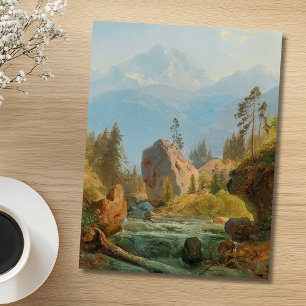 Cartão Postal Uma paisagem de montanha com Creek - Albert Zimmer