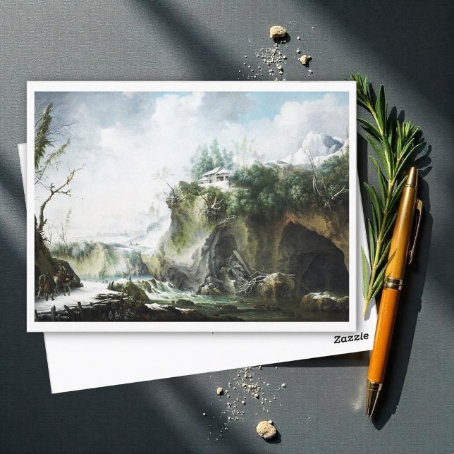 Cartão Postal Uma paisagem fluvial no inverno, Francesco Foschi (Criador carregado)