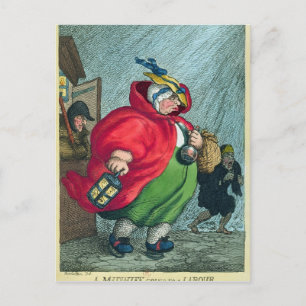 Cartão Postal Uma parteira indo a um trabalho de parto, 1811