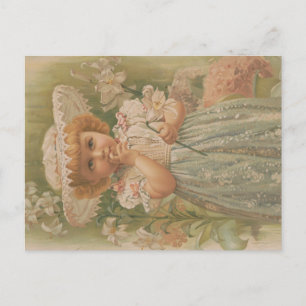 Cartão Postal "Uma Páscoa em Flor" Ilustração Vintage, cerca de