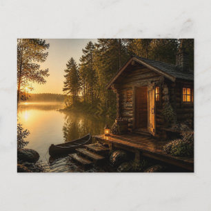Cartão Postal Uma pequena casa pelo lago.