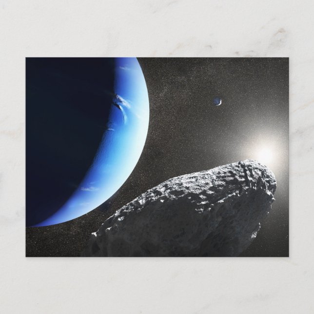 Cartão Postal Uma Pequena Lua Hippocamp de Netuno. (Frente)