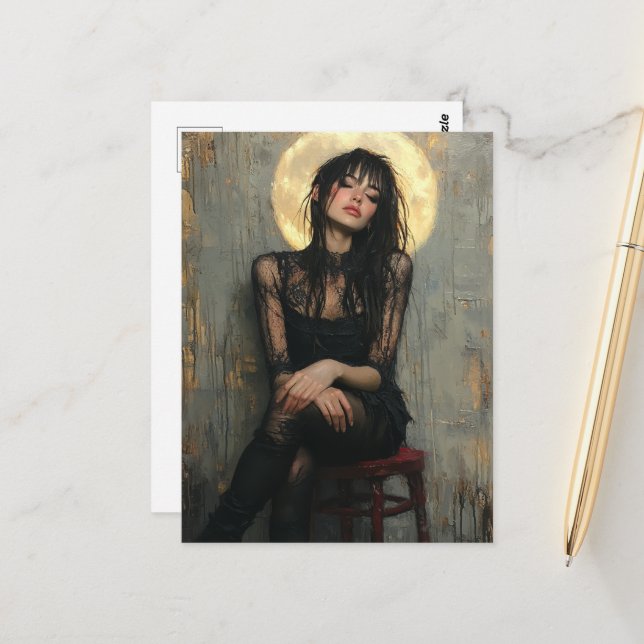 Cartão Postal Uma pintura de uma linda mulher (Frente/Verso In Situ)
