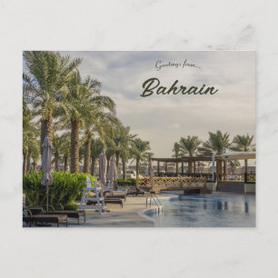 Cartão Postal Uma Piscina e Palmeiras no Bahrein
