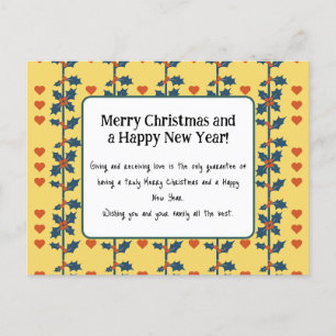 Cartão Postal uma placa de Feliz ano novo amarela v6/6