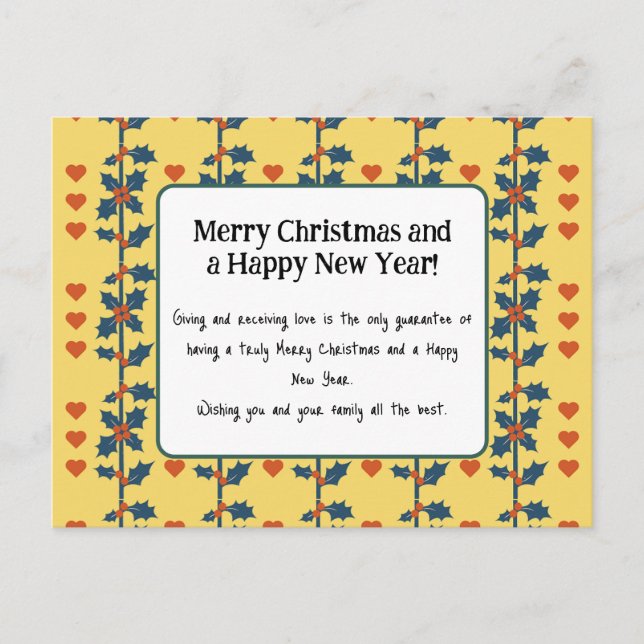 Cartão Postal uma placa de Feliz ano novo amarela v6/6 (Frente)