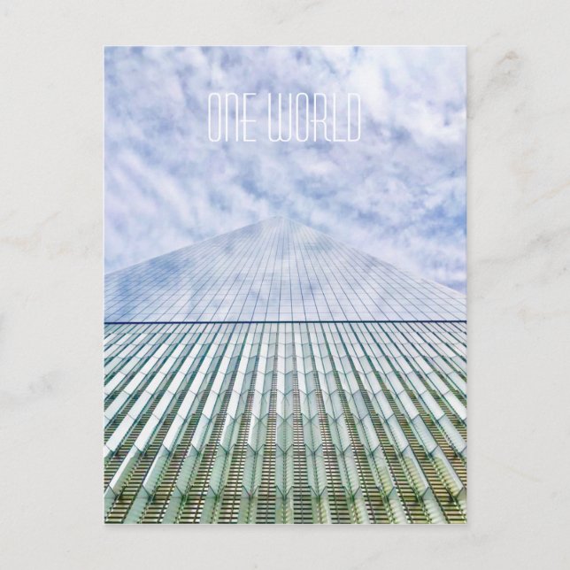 Cartão Postal Uma placa Poste do World Infinity NYC (Frente)