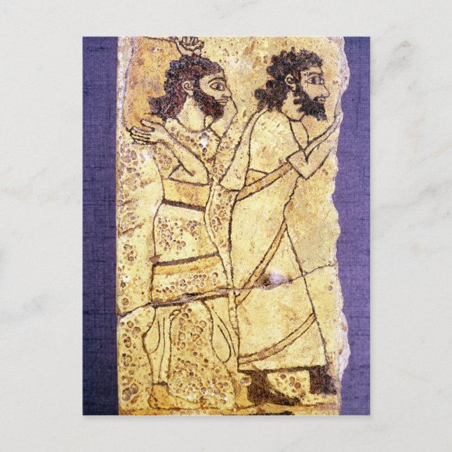 Cartão Postal Uma placa representando dois homens caminhando (Frente)