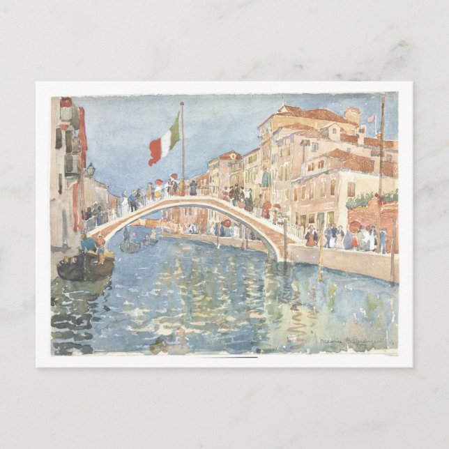 Cartão Postal "Uma ponte em Veneza", pintura Maurice Prendergast (Frente)