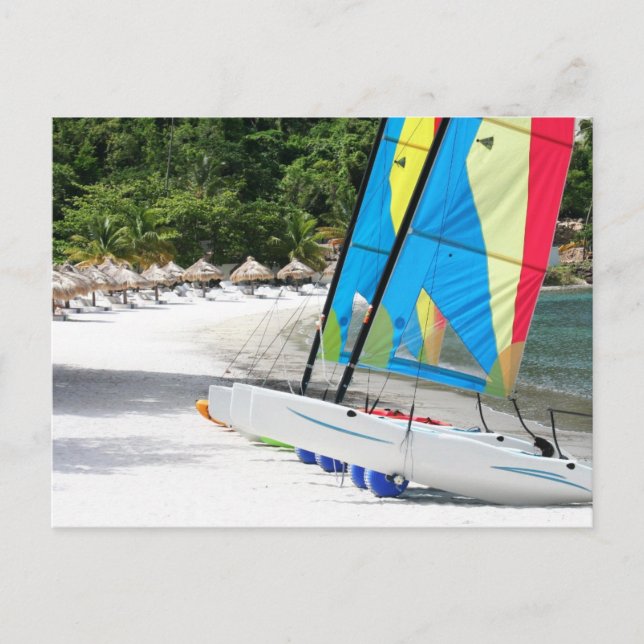 Cartão Postal Uma praia arenosa na ilha de Lúcia Santo (Frente)