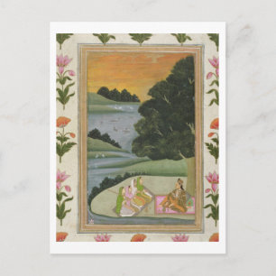 Cartão Postal Uma princesa ouvindo músicas femininas por um rive