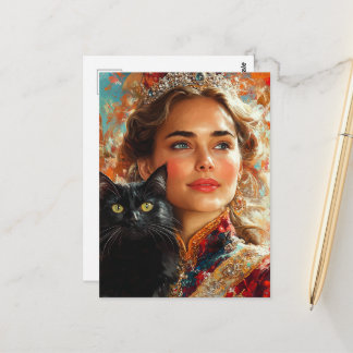 Cartão Postal Uma Rainha e Seu Gato Preto