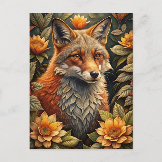 Cartão Postal Uma Raposa Vermelha da Floresta Gelada (Frente)