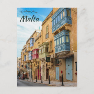 Cartão Postal Uma Rua em La Valletta Malta