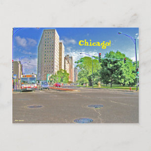 Cartão Postal Uma Tarde de Chicago Ocupada