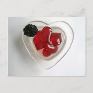 Cartão Postal Uma Tigela de Corações & Uma Amora