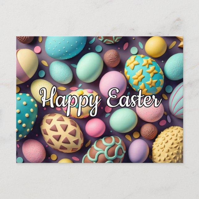 Cartão Postal Uma Variedade De Ovos De Páscoa Deliciosos De Choc (Frente)