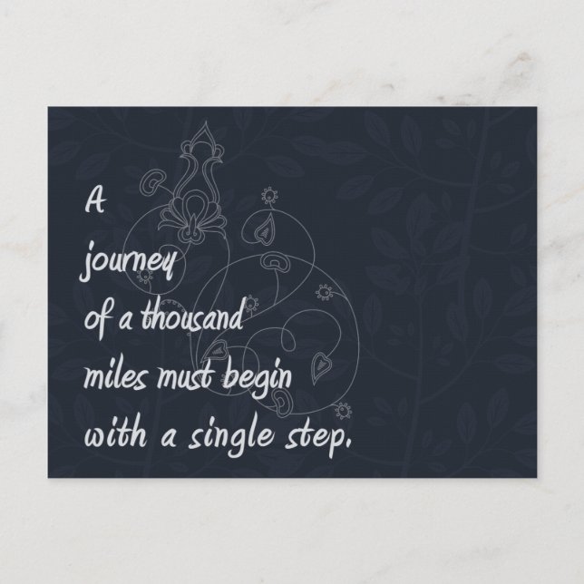 Cartão Postal "Uma Viagem..." Zen Proverb. (Frente)