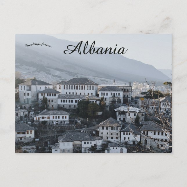 Cartão Postal Uma visão da Albânia de Gjirokaster (Frente)