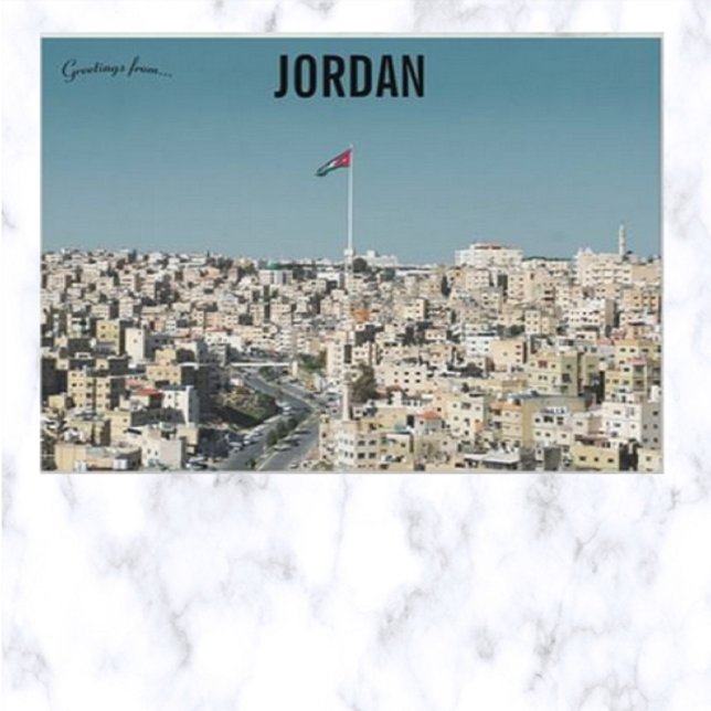 Cartão Postal Uma Visão de Amã Jordan com Bandeira (Criador carregado)