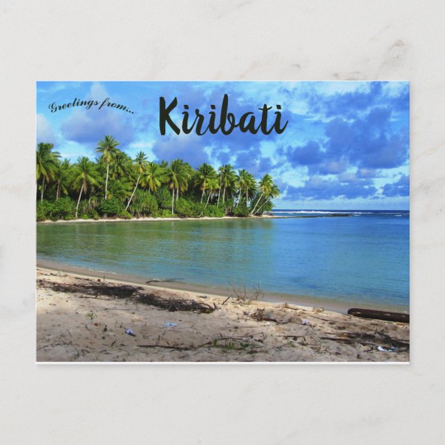 Cartão Postal Uma visão de uma praia em Butaritari Kiribati (Frente)