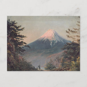 Cartão Postal Uma visão do Monte Fusiyama com figuras no Foreg