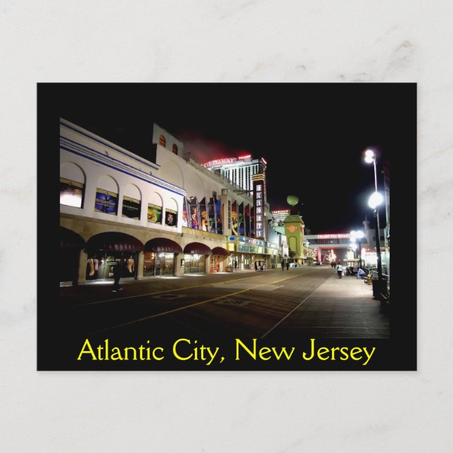 Cartão Postal Uma Visão Noturna de Atlantic City (Frente)