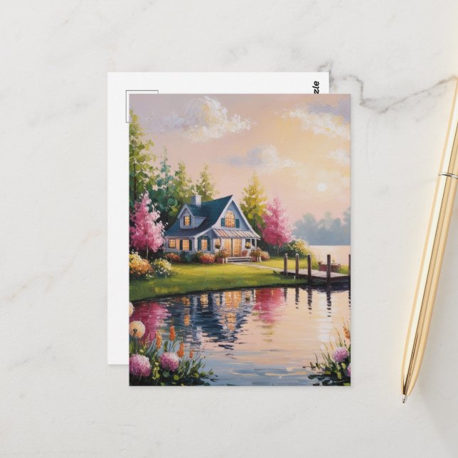 Cartão Postal Uma vista charmosa de casacos ao lado do lago (Frente/Verso In Situ)