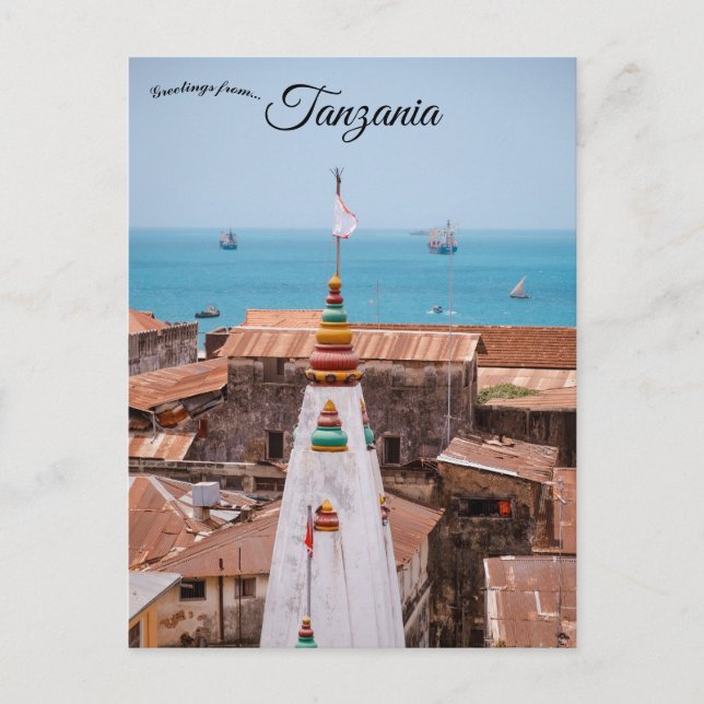 Cartão Postal Uma Vista da Ilha de Zanzibar Tanzânia (Frente)
