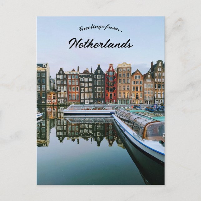 Cartão Postal Uma Vista de Amsterdã Holanda (Frente)