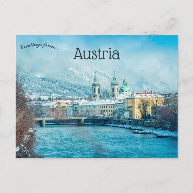 Cartão Postal Uma Vista de Innsbruck Áustria (Frente)