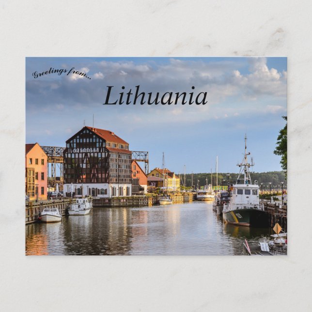 Cartão Postal Uma Vista de Klaipeda Lituânia (Frente)