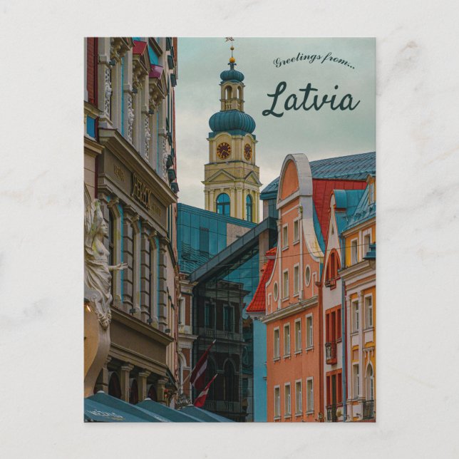 Cartão Postal Uma Vista de Riga Letônia (Frente)