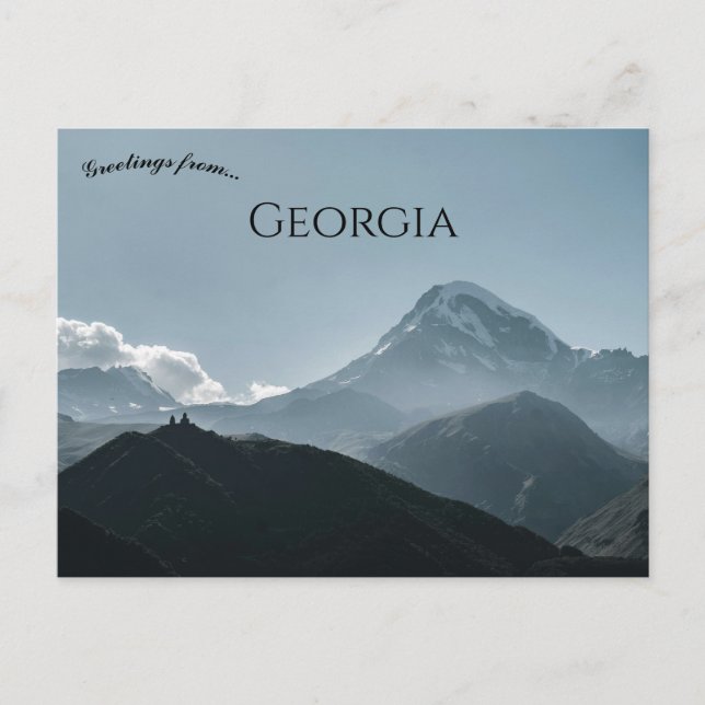 Cartão Postal Uma Vista de Stepantsminda Antigamente Kazbegi Geó (Frente)