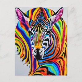Cartão Postal Uma zebra colorida do arco-íris