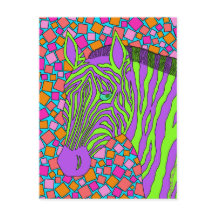 Uma Zebra Tropical Strike Mosaico Roxo Verde Diver