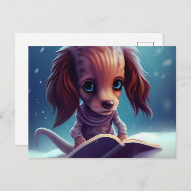 Cartão Postal Un drôle de chien qui lie. (Frente/Verso)