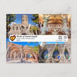 Cartão Postal UNESCO - Antoni Gaud, Cripta na Colônia G  ell