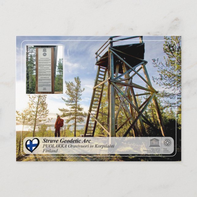 Cartão Postal UNESCO - Arco Geodésico Forte - PUOLAKKA Oravivuor (Frente)